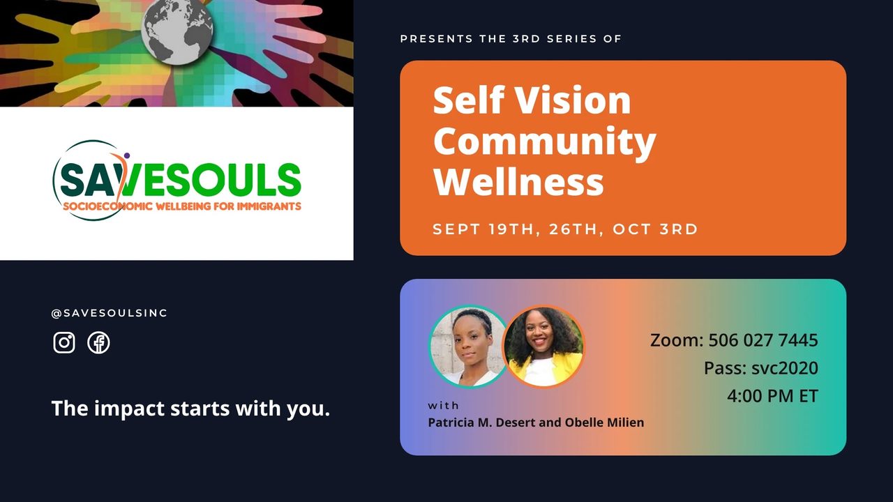Flyer for the third Self, Vision, Community wellness series, September 19 through October 3.